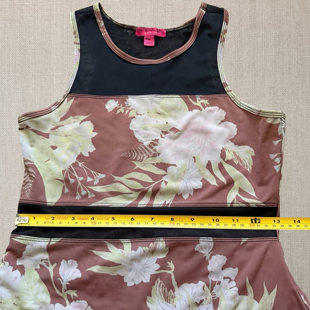Womens Mauve Floral Mesh Panel Workout Tank Top Medium Gym - Picture 5 of 6